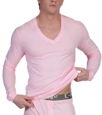 C-IN2 Freshpink Long Sleeve Deep V Neck T-Shirt